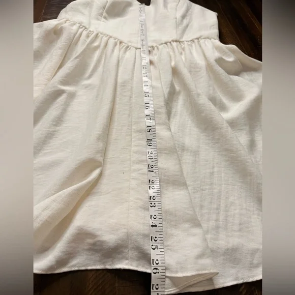 NWT H&M Elegant Cream Spaghetti Strap Dress size Medium linen blend - Picture 8 of 13
